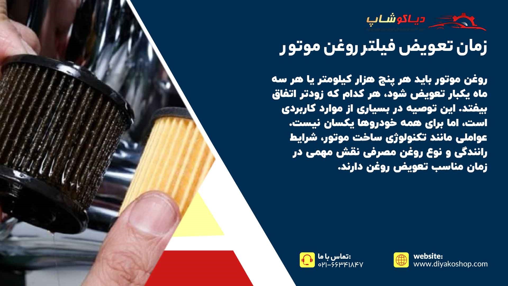 زمان تعویض فیلتر روغن موتور